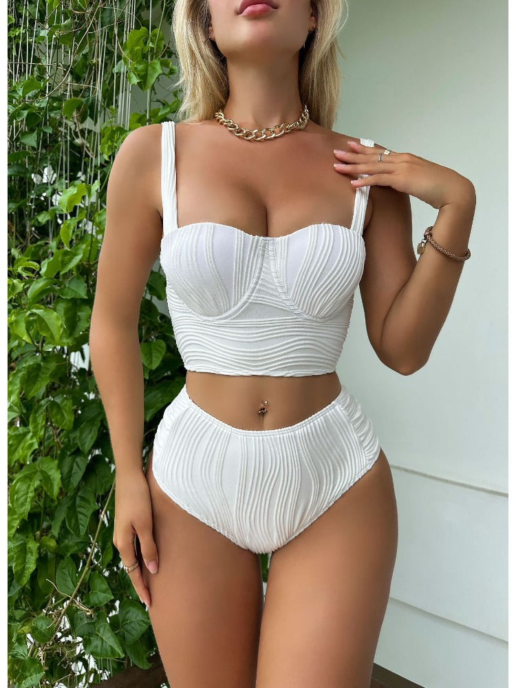 Special Fabric High-Waisted Two-Piece Swimsuit Sexy Bikini