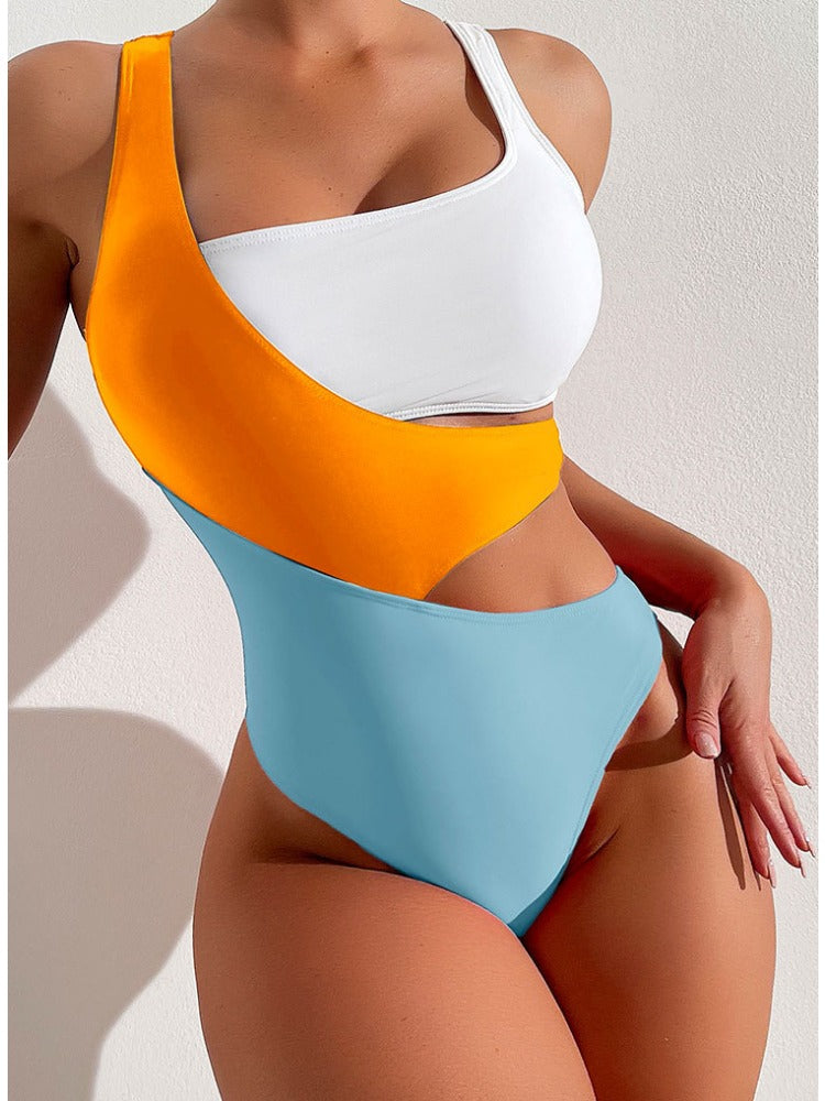 Color-Block One-Piece Swimsuit - Modest Bikini Design