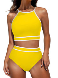 Sexy Solid Color High-Waisted Bikini Set