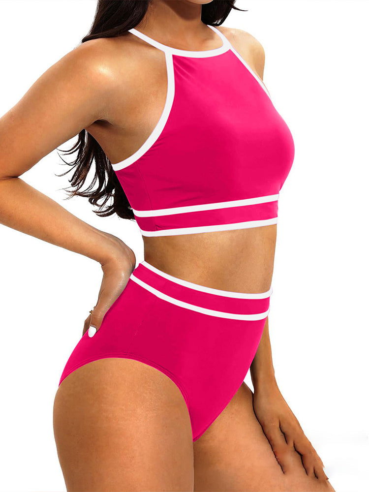 Sexy Solid Color High-Waisted Bikini Set