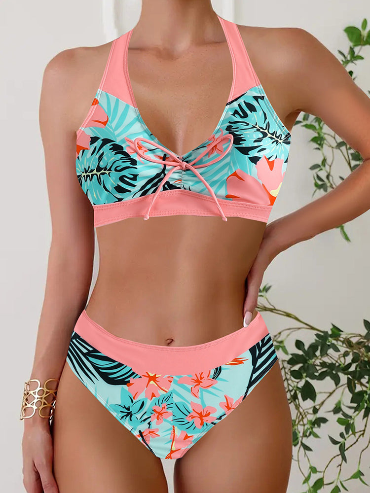 High-Waisted Sexy Striped Two-Piece Bikini Swimsuit For Women