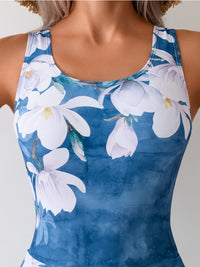 Trendy One-Piece Swimsuit With Skirt - Floral Design