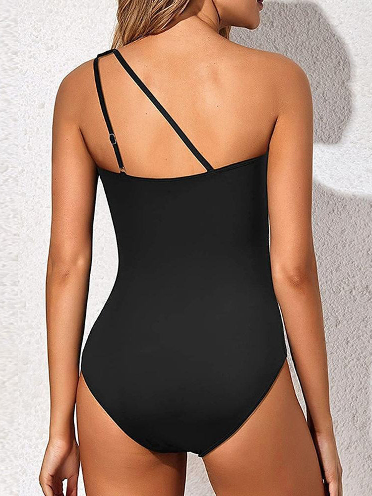 Single-Shoulder Tight One-Piece Backless Bikini Swimwear