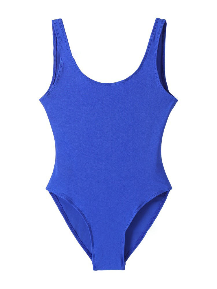Solid Color Plus Size Triangle One-Piece Swimsuit