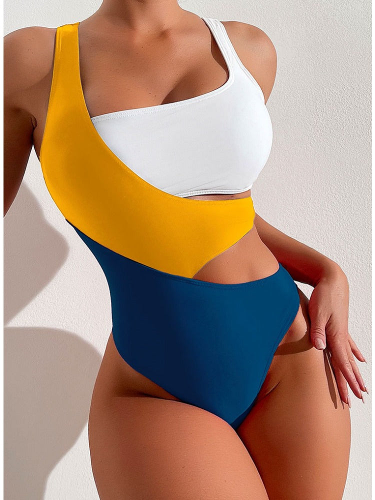 Color-Block One-Piece Swimsuit - Modest Bikini Design