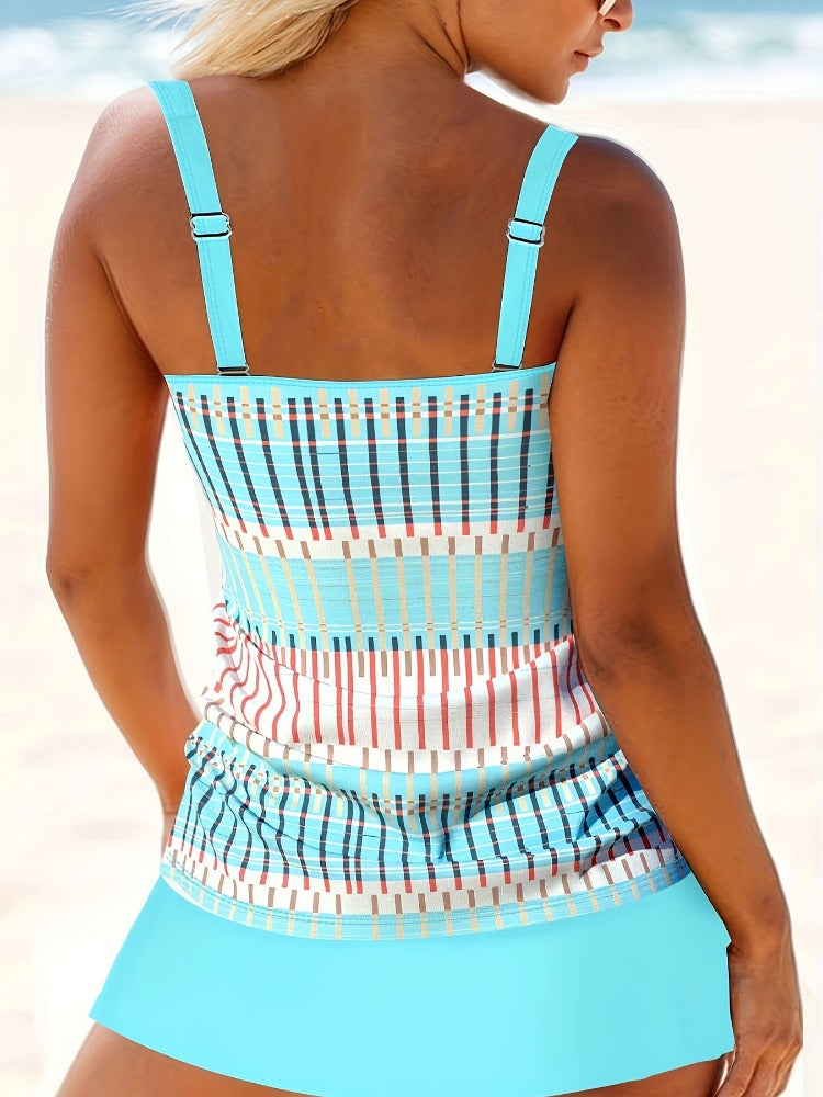 Striped Tankini Sexy Two-Piece Swimsuit For Women Tight Backless Skirt