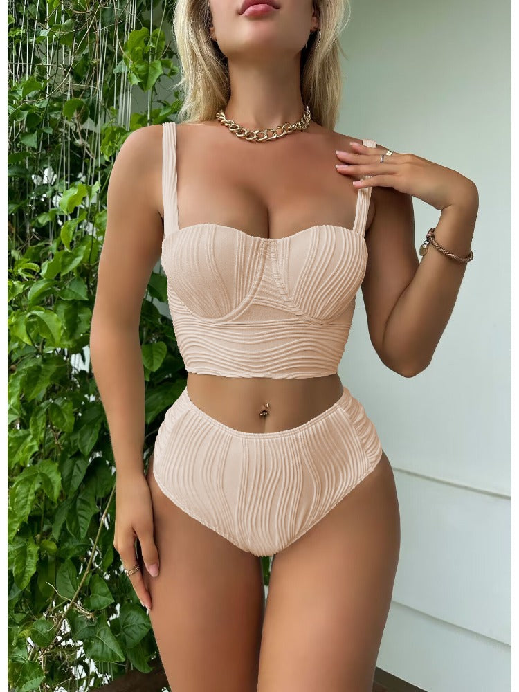 Special Fabric High-Waisted Two-Piece Swimsuit Sexy Bikini