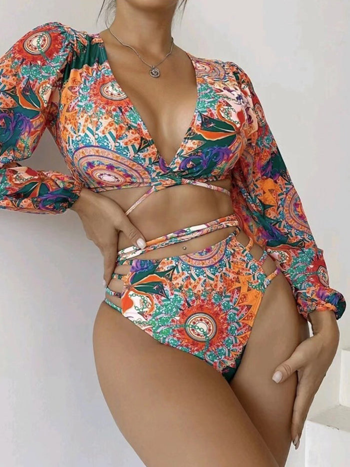 High-Waist Long-Sleeve Bikini Sexy Swimsuit For Women