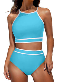 Sexy Solid Color High-Waisted Bikini Set