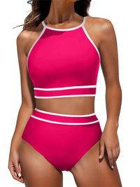 Sexy Solid Color High-Waisted Bikini Set