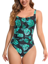 Solid Color Colorful Printed One-Piece Swimsuit - Women’s Swimwear