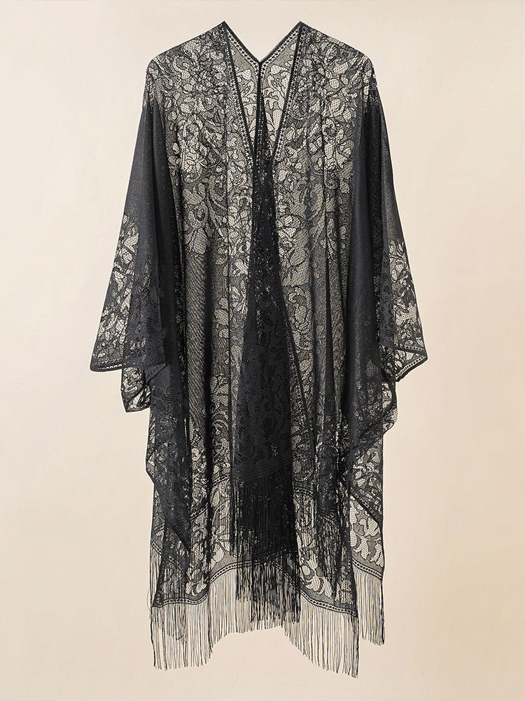 Lace Cover-Up Cardigan Sun Protection Beach Cape Bikini Cover-Up