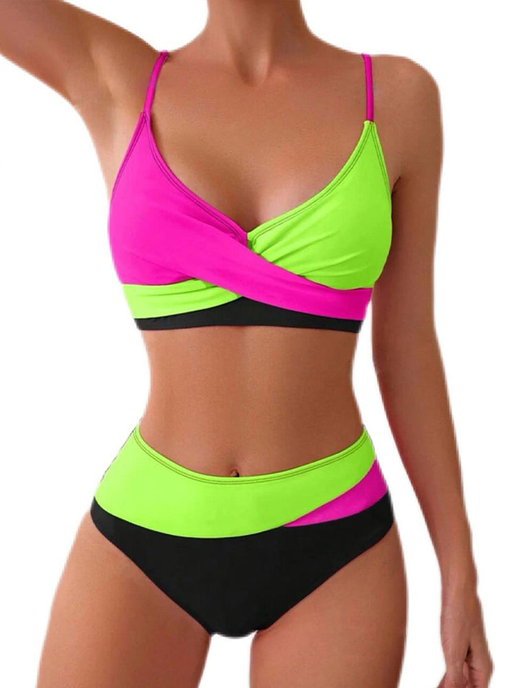 Color-Block Bikini Set For Women