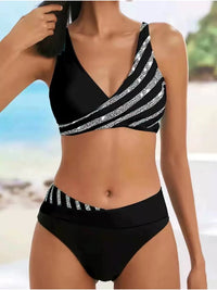 Color-Block Triangle Striped Sexy Bikini