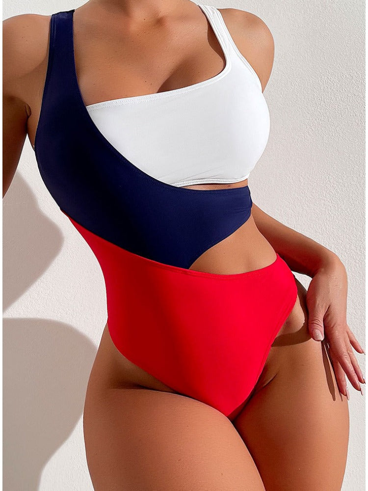 Color-Block One-Piece Swimsuit - Modest Bikini Design