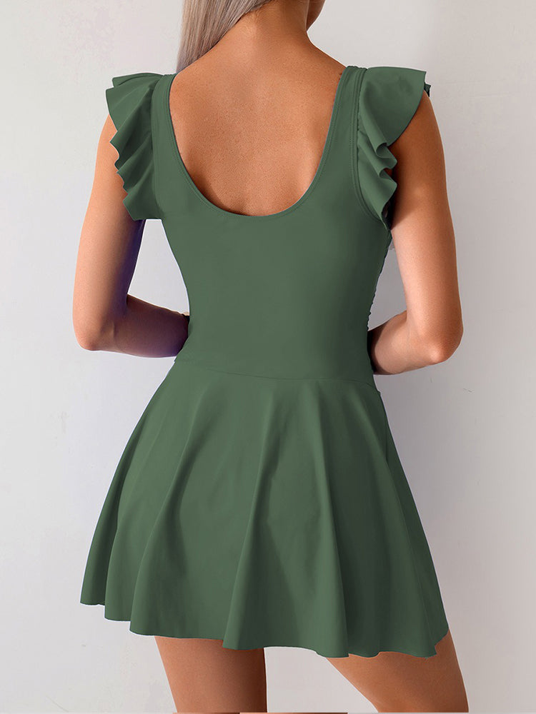 Sporty Skirt-style One-Piece Plus Size Swimwear