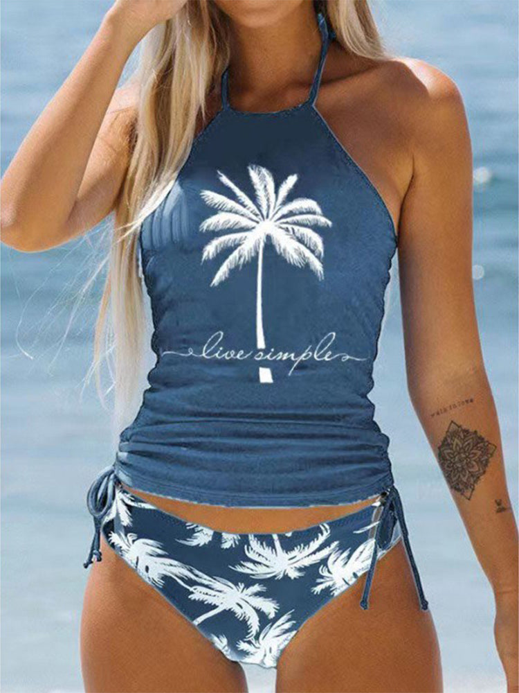 Sexy Printed Tie Bikini Plus Size Slimming Swimwear