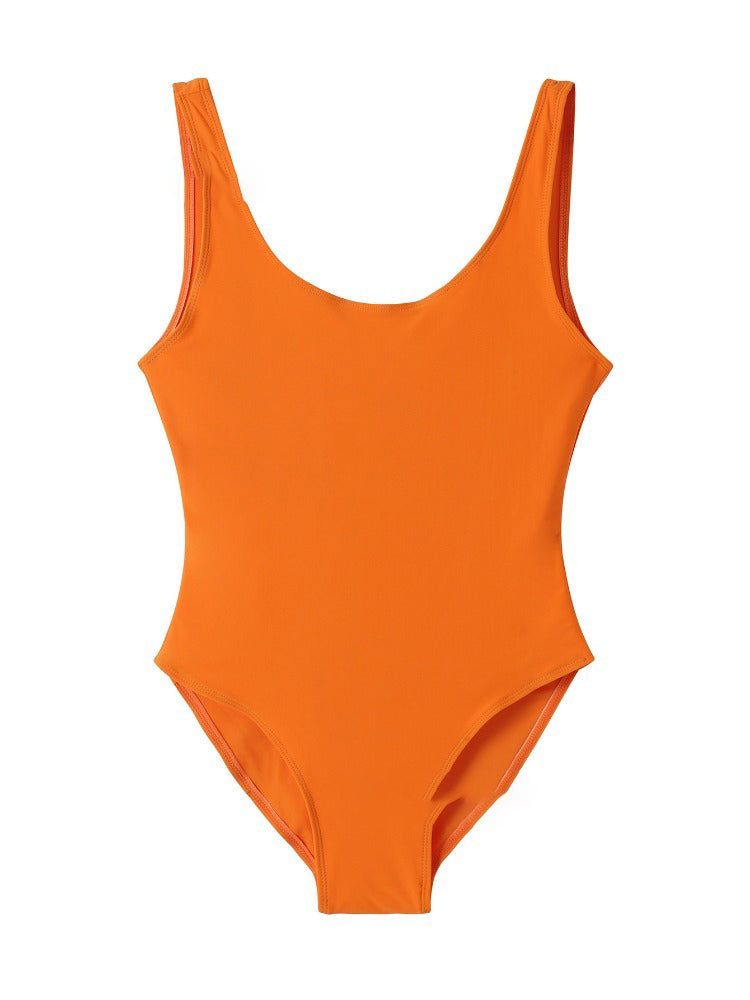 Solid Color Plus Size Triangle One-Piece Swimsuit