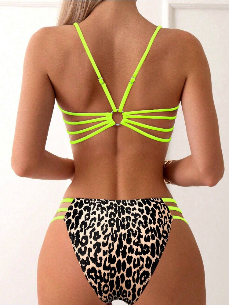 Sexy Leopard Print Two-Piece Swimsuit Bikini For Women