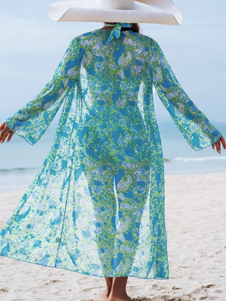 Multi-Color Print Women's Bikini Set Cover Ups