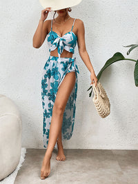 Floral Print Bikini Set Three-Piece Swimsuit For Beach Vacation