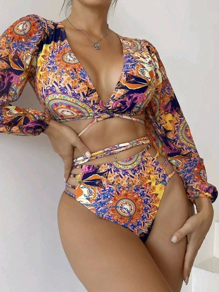 High-Waist Long-Sleeve Bikini Sexy Swimsuit For Women