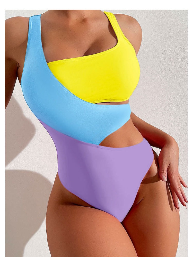 Color-Block One-Piece Swimsuit - Modest Bikini Design