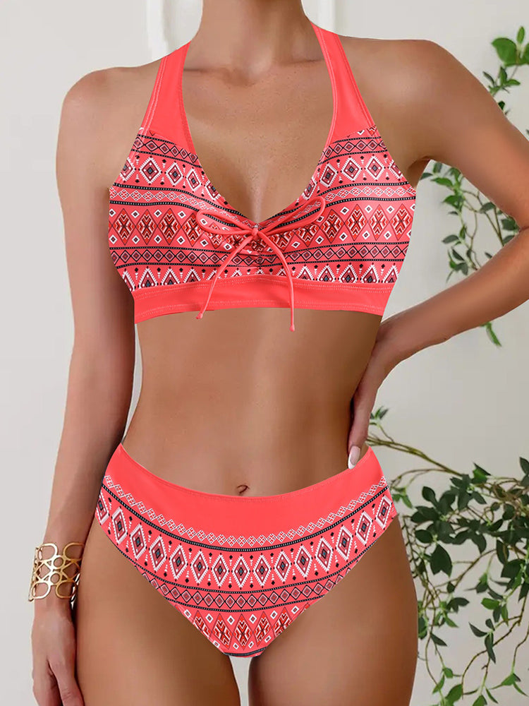 High-Waisted Sexy Striped Two-Piece Bikini Swimsuit For Women