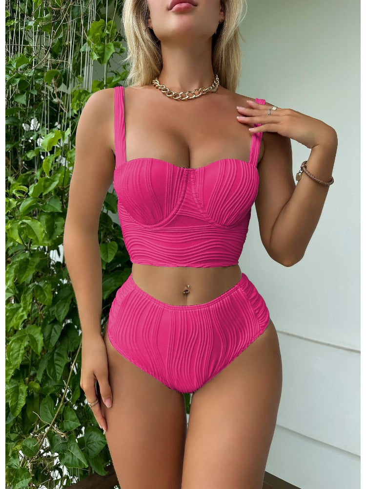 Special Fabric High-Waisted Two-Piece Swimsuit Sexy Bikini