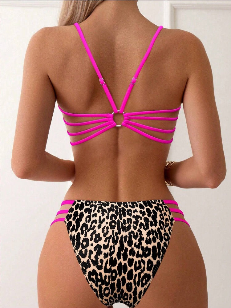 Sexy Leopard Print Two-Piece Swimsuit Bikini For Women