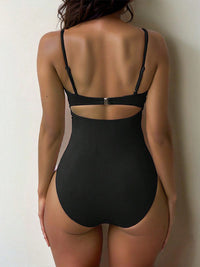 Adjustable Strap One-Piece Swimsuit - Slimming Fit