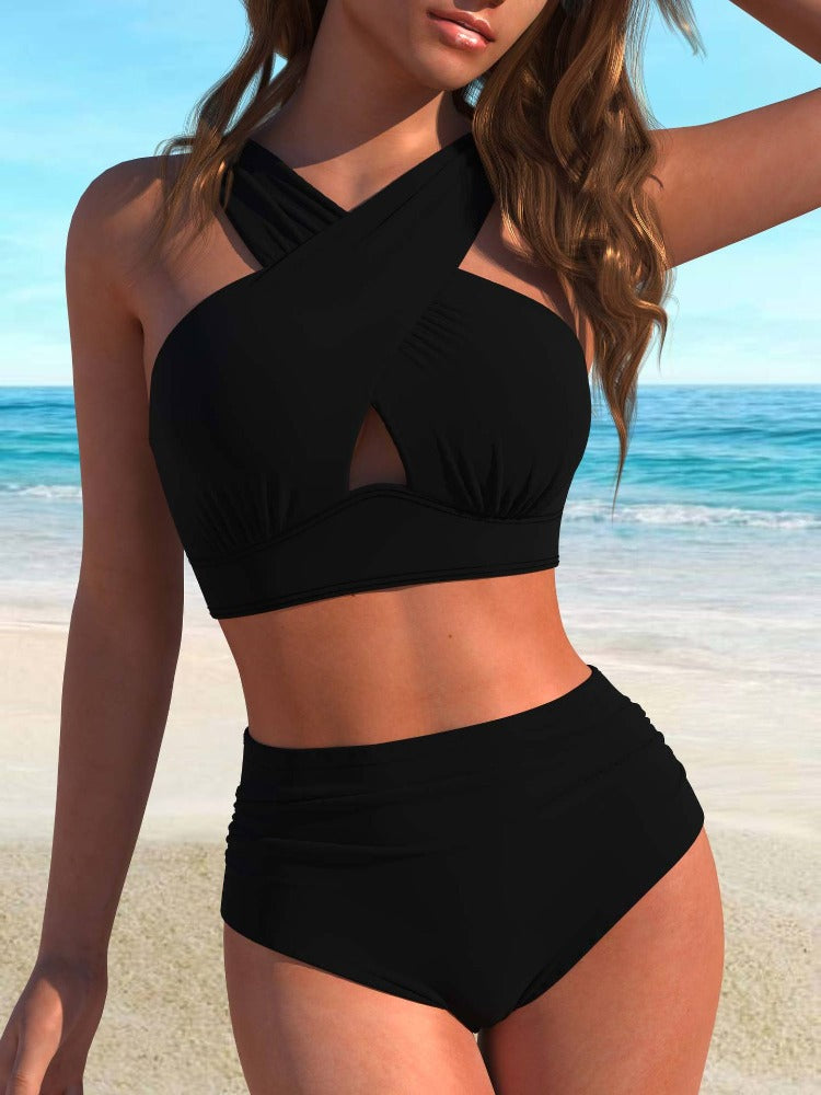 Cut-Out High-Waist Bikini Set For Women